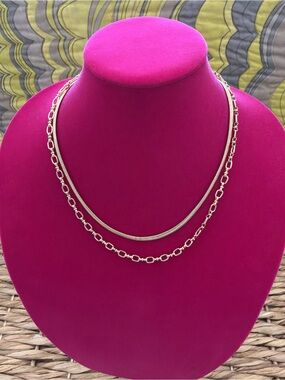 Panacea Gold-Tone Double Chain Layered Necklace | NWT